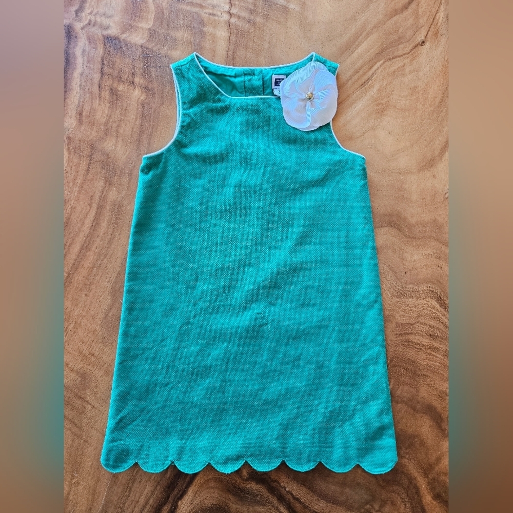 Girls Janie and Jack Green & White Scalloped Hem Dress Size 4